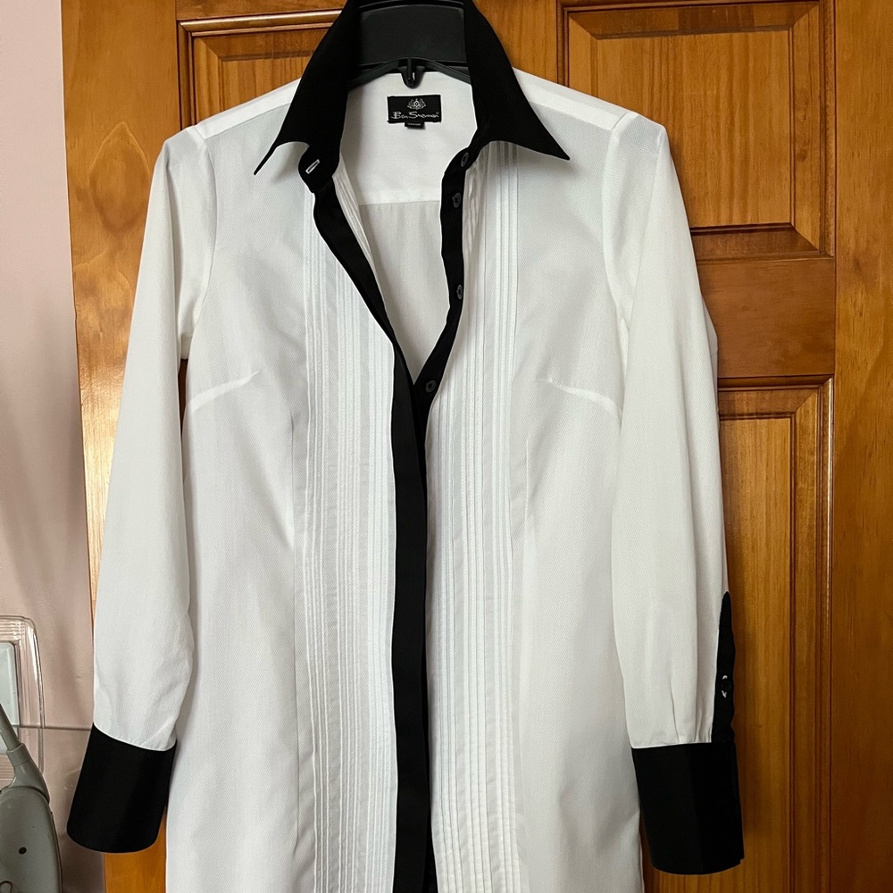 Ben Sherman tunic top, new black and white Medium